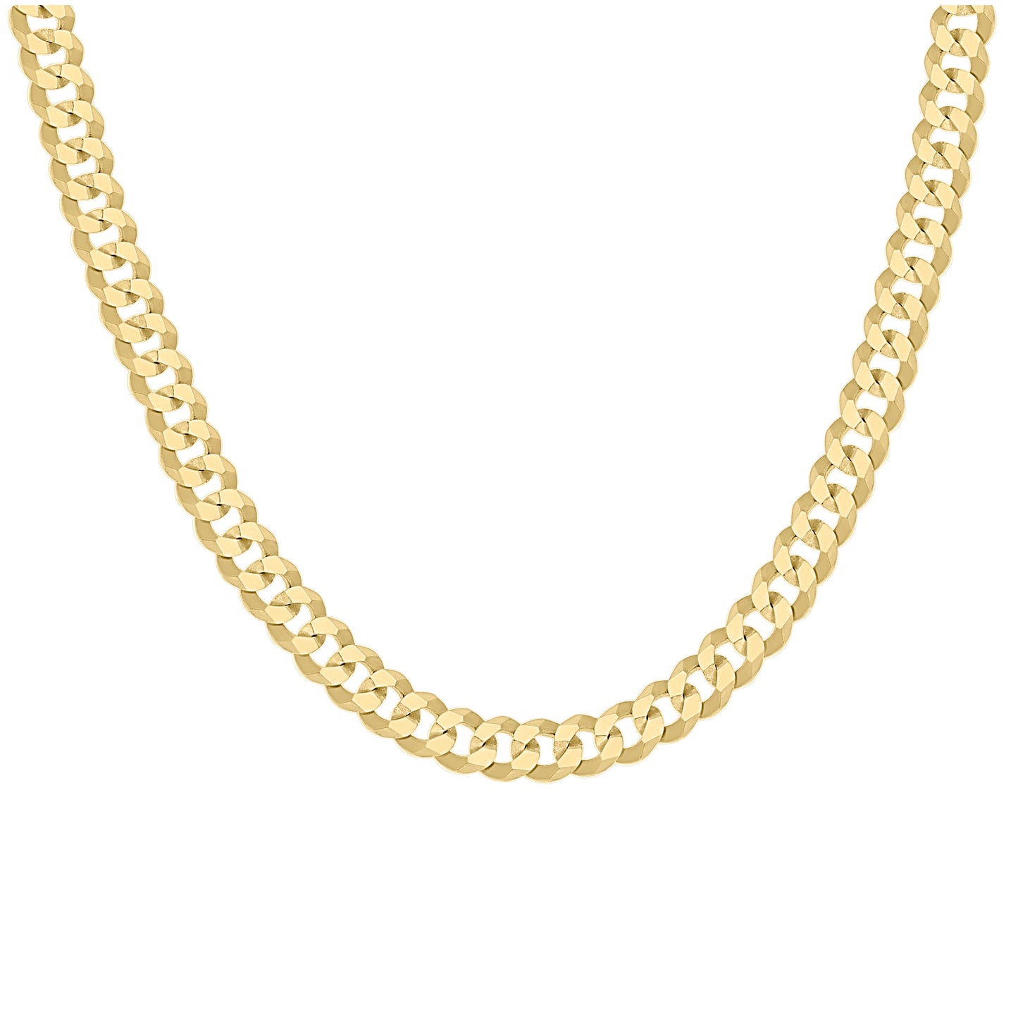 Sterling Silver Yellow-Tone Solid Super Flat Cuban Chain