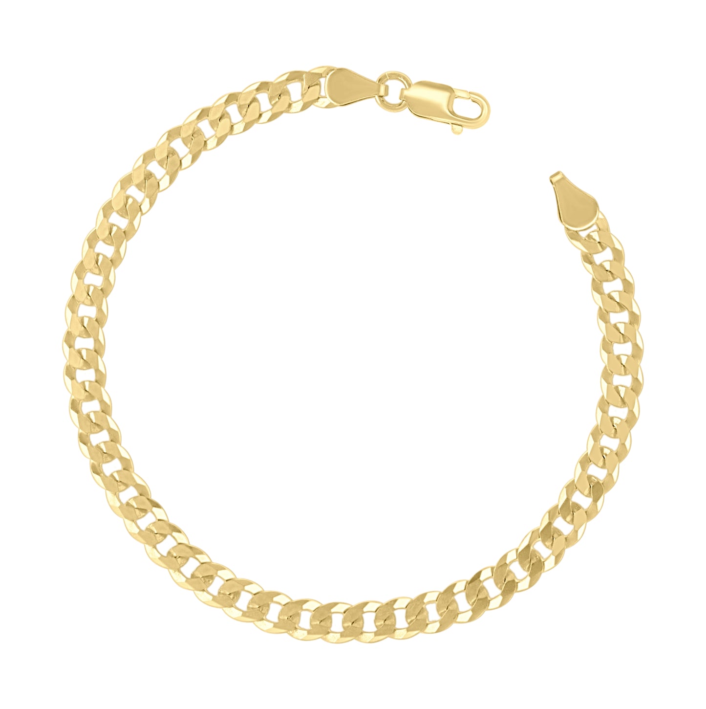 Sterling Silver Yellow-Tone Solid Super Flat Cuban Chain