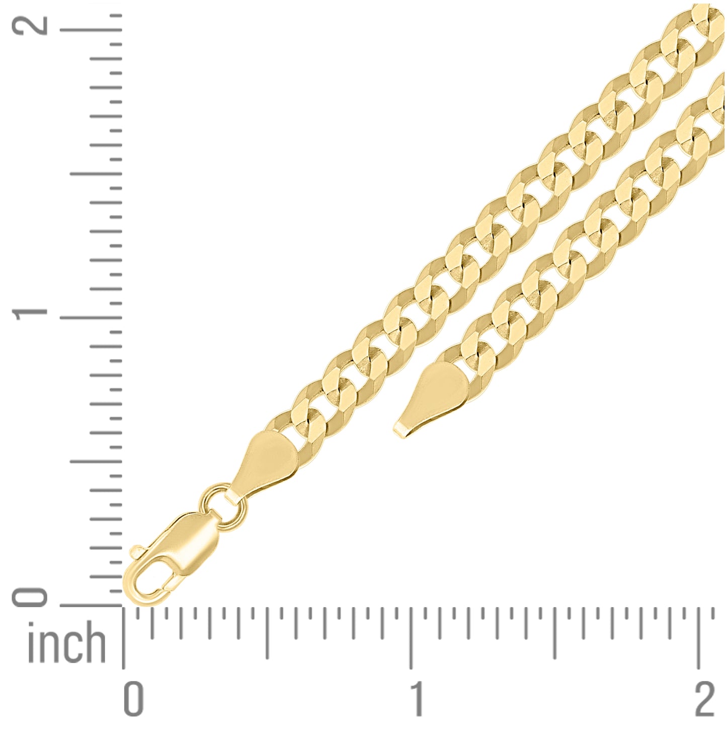 Sterling Silver Yellow-Tone Solid Super Flat Cuban Chain