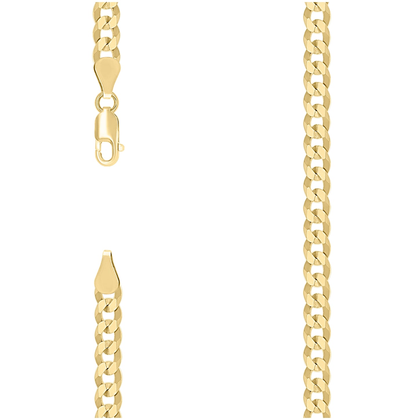 Sterling Silver Yellow-Tone Solid Super Flat Cuban Chain