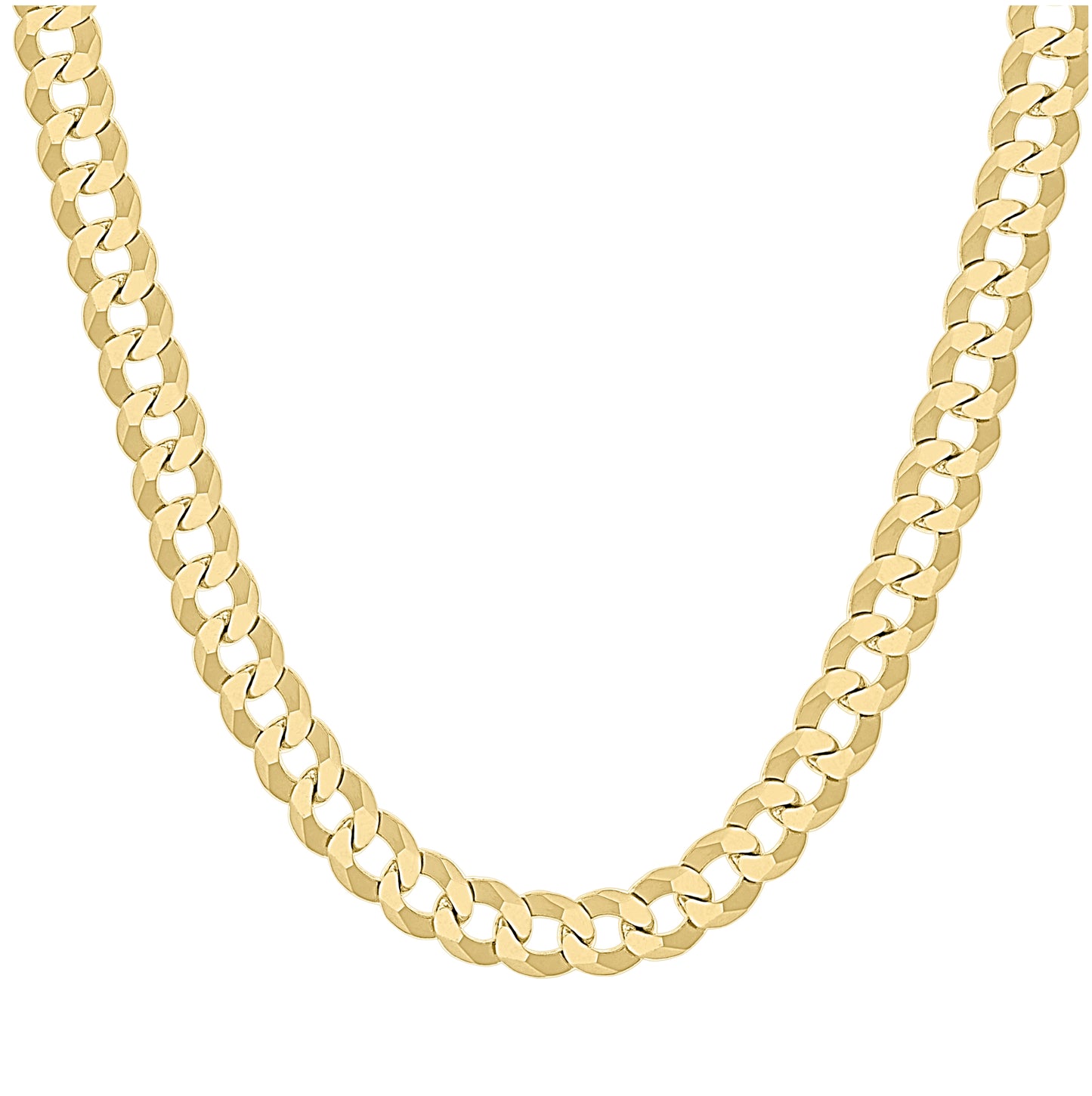 Sterling Silver Yellow-Tone Solid Super Flat Cuban Chain