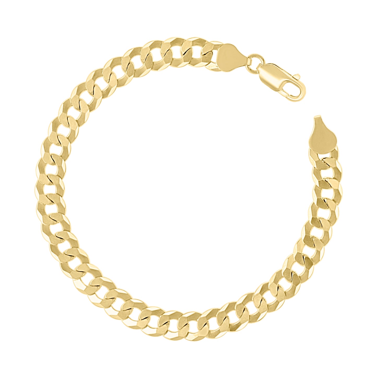 Sterling Silver Yellow-Tone Solid Super Flat Cuban Chain