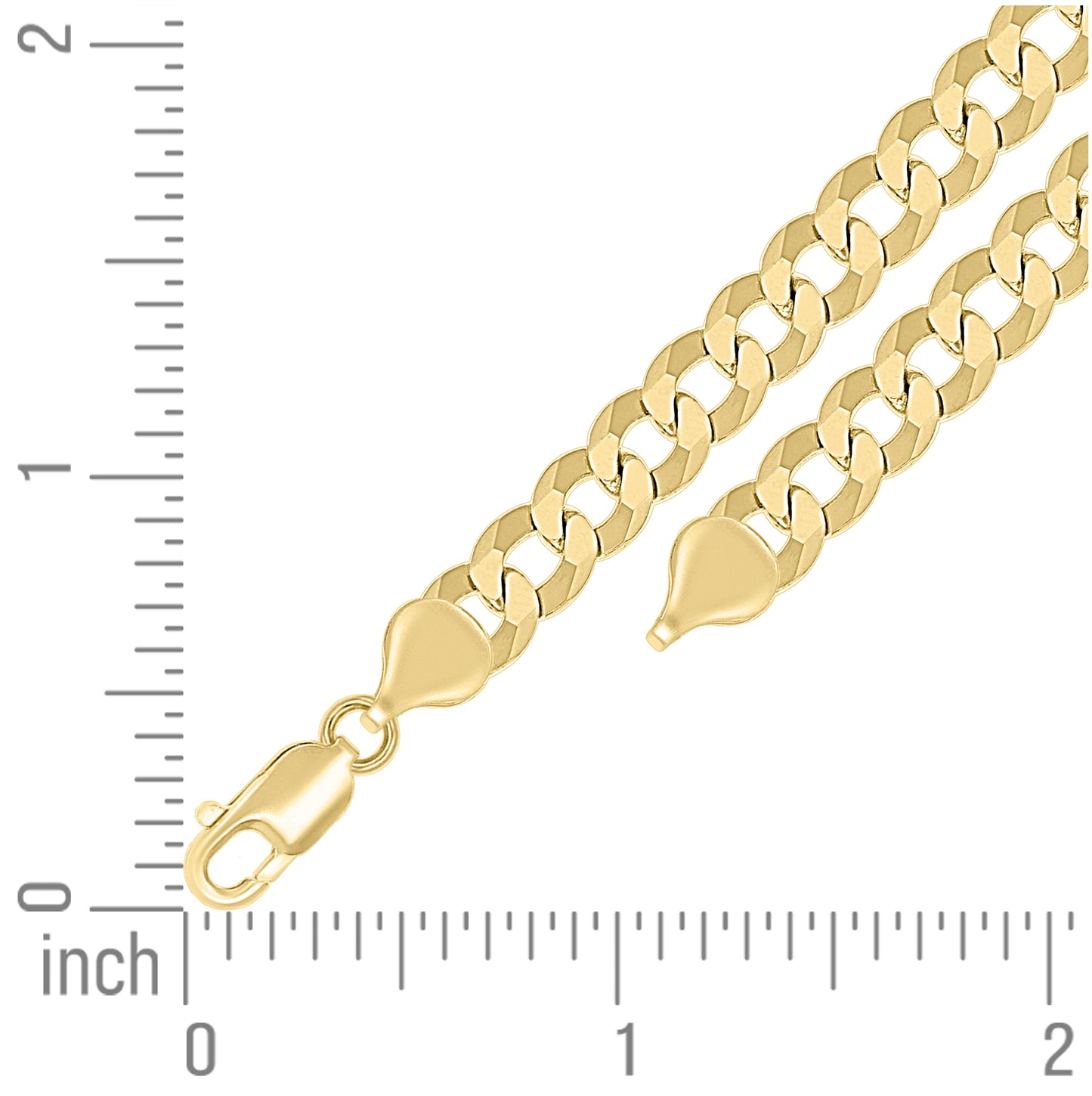 Sterling Silver Yellow-Tone Solid Super Flat Cuban Chain