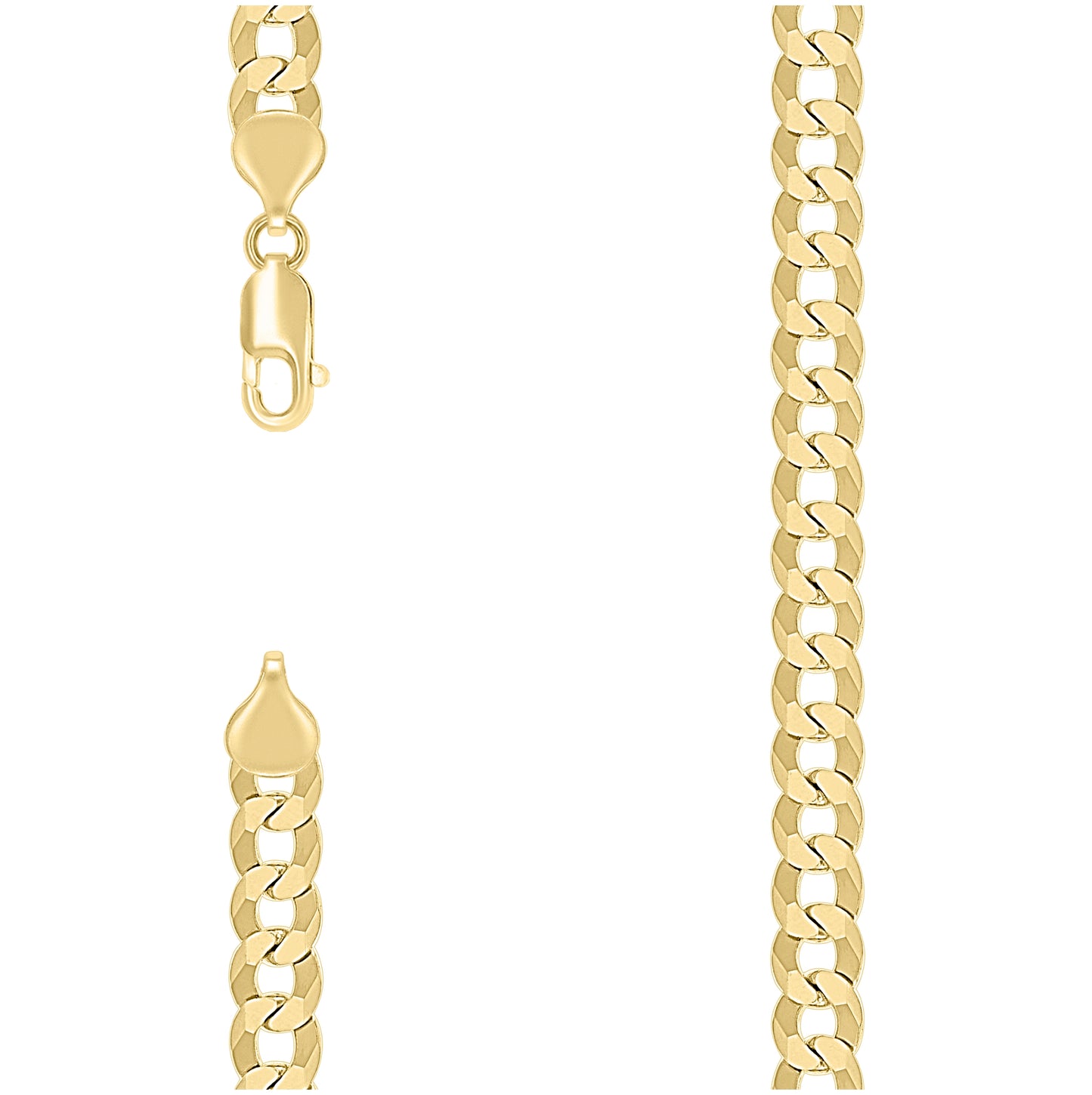 Sterling Silver Yellow-Tone Solid Super Flat Cuban Chain