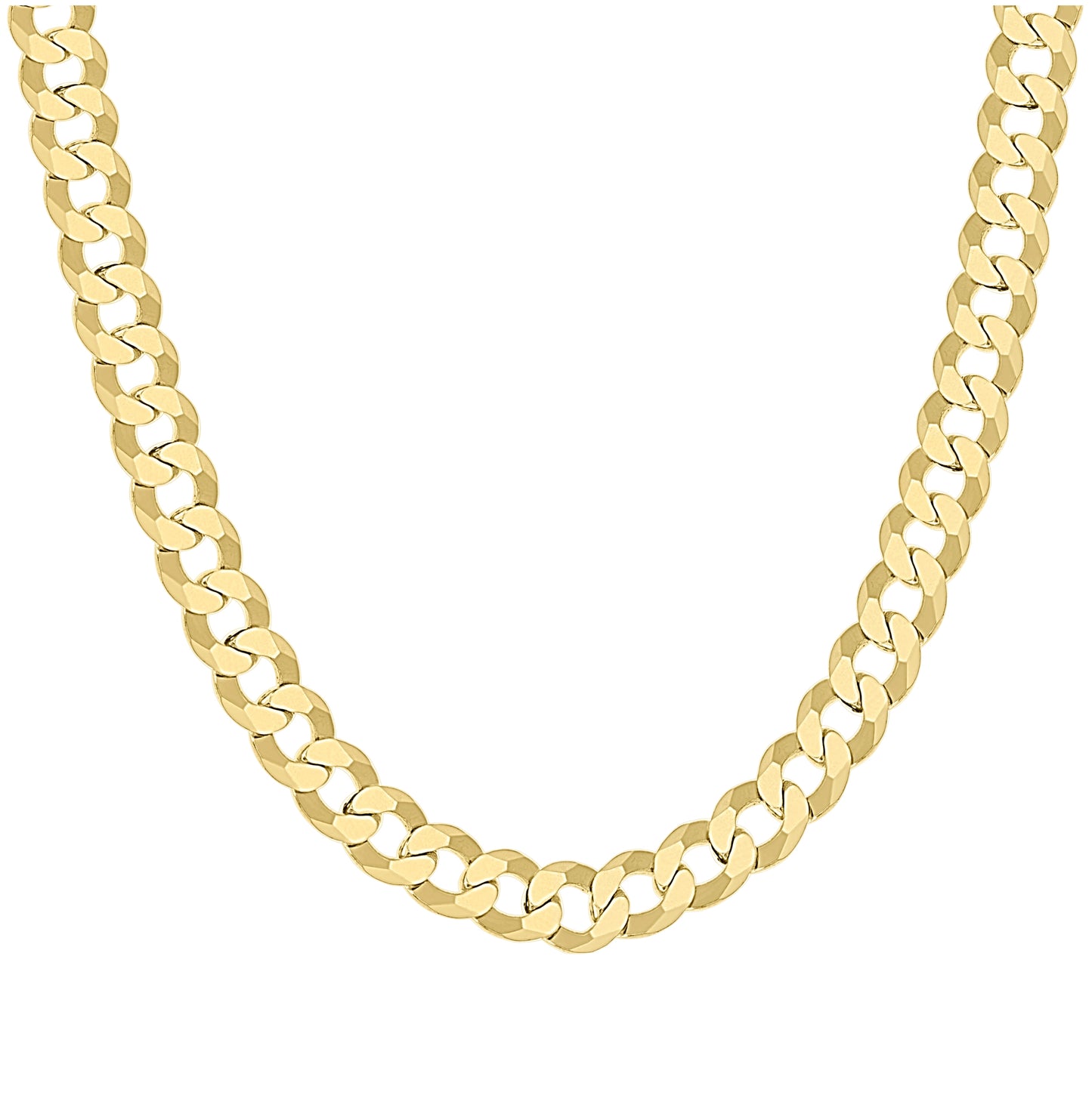 Sterling Silver Yellow-Tone Solid Super Flat Cuban Chain
