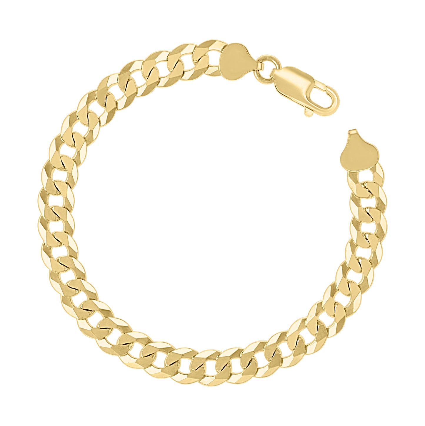 Sterling Silver Yellow-Tone Solid Super Flat Cuban Chain