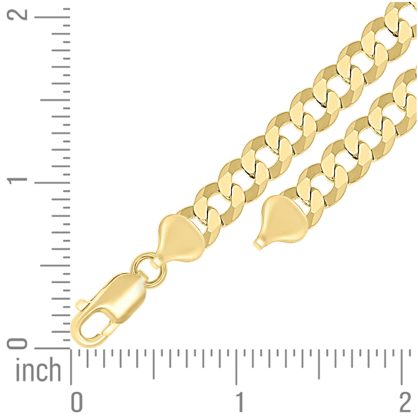 Sterling Silver Yellow-Tone Solid Super Flat Cuban Chain
