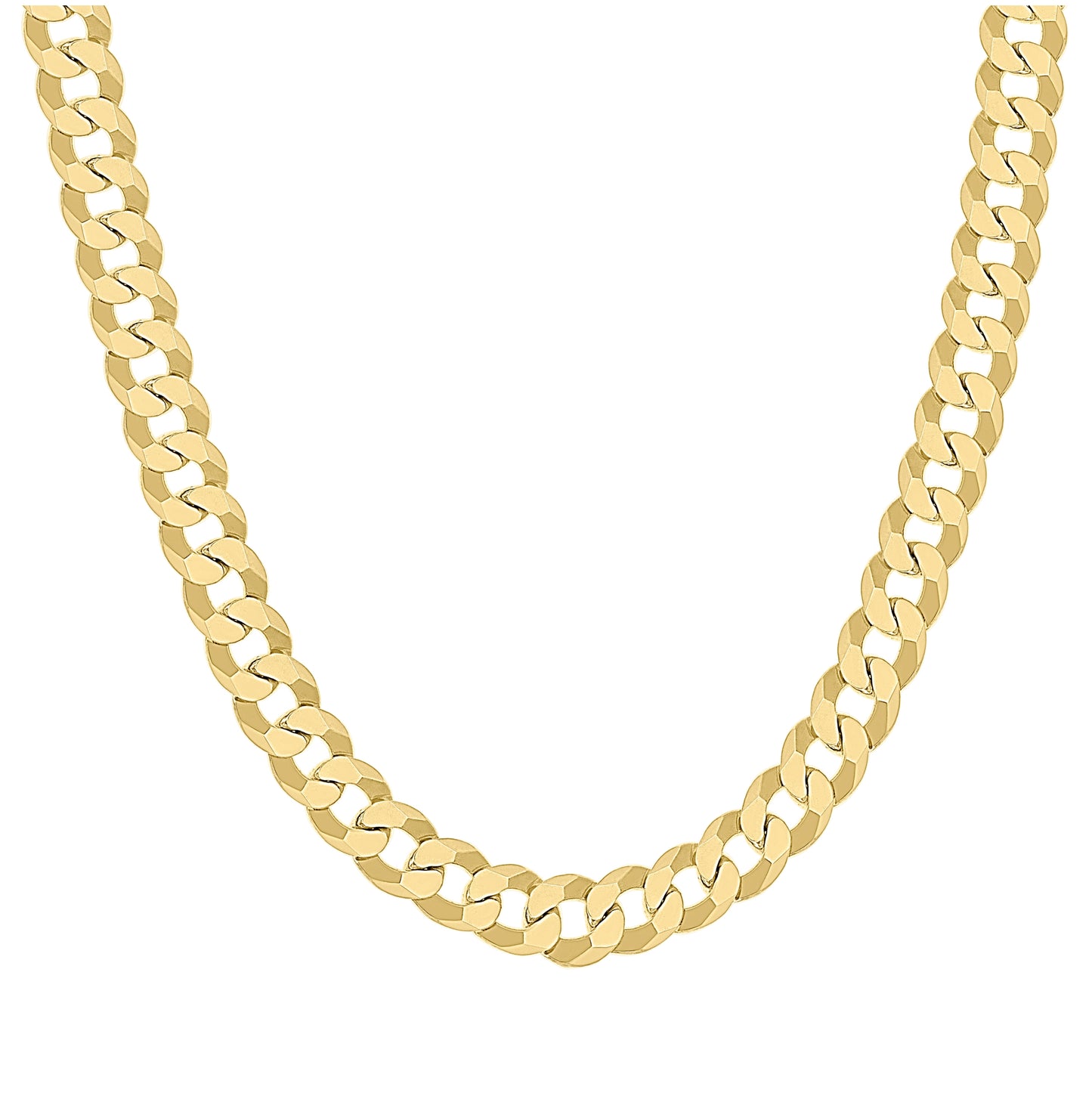 Sterling Silver Yellow-Tone Solid Super Flat Cuban Chain