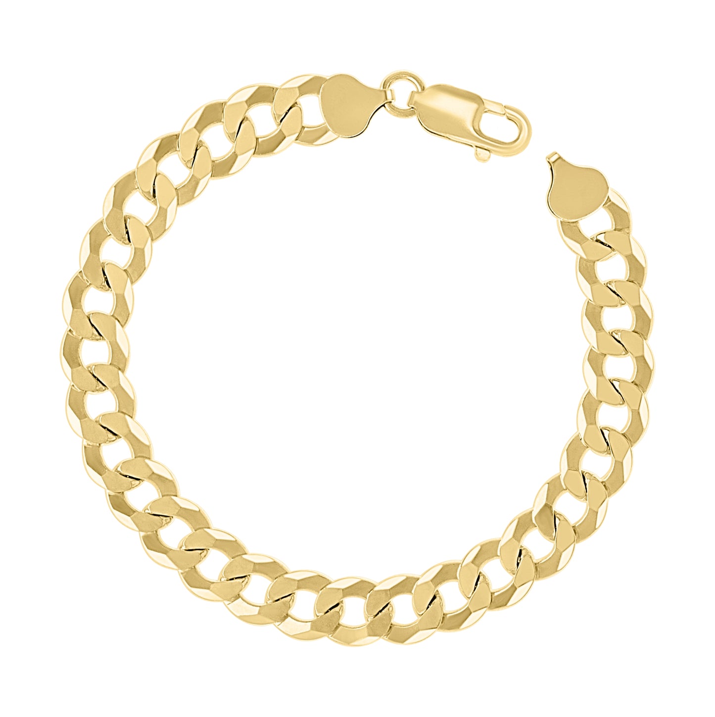 Sterling Silver Yellow-Tone Solid Super Flat Cuban Chain