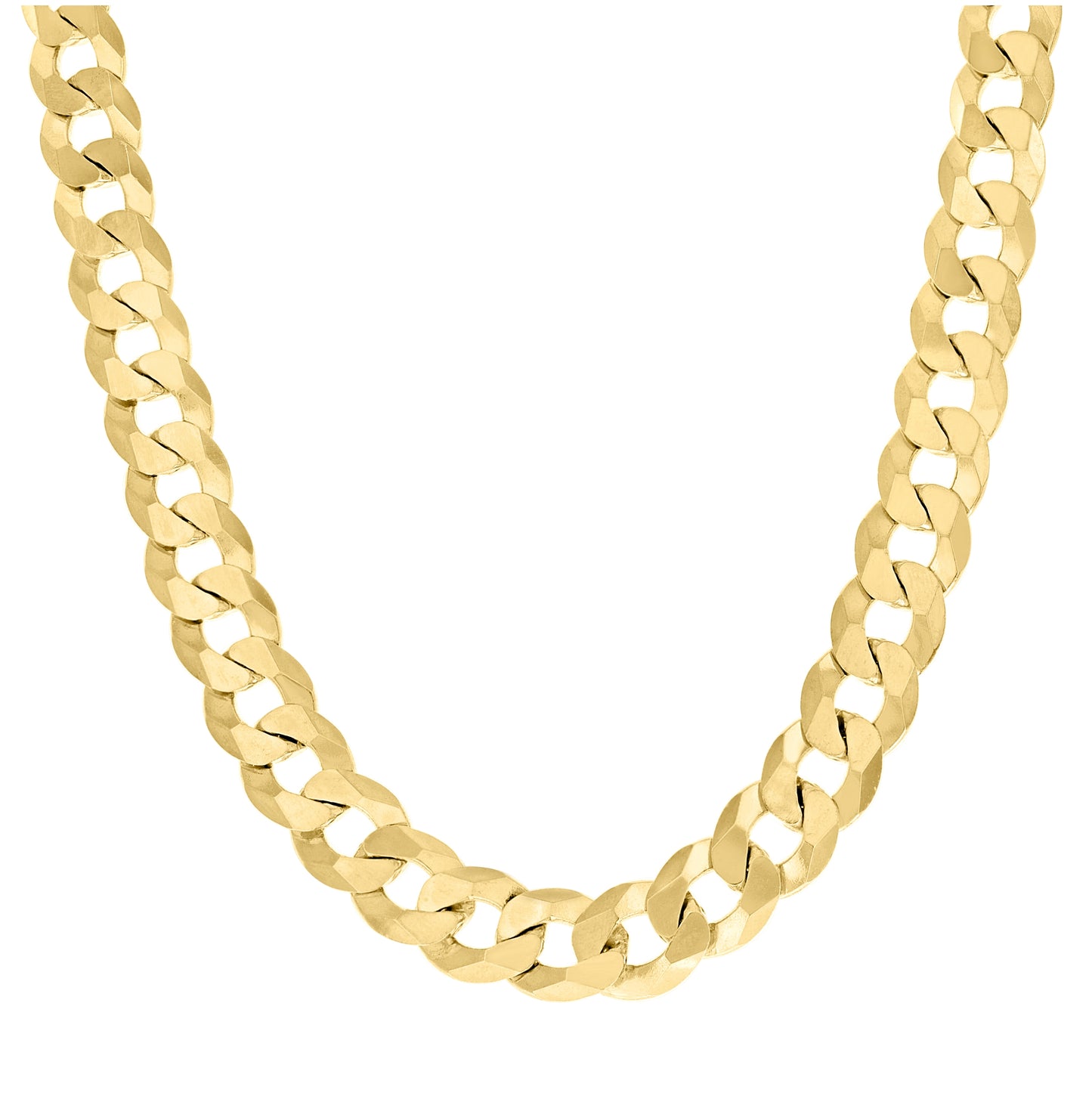 Sterling Silver Yellow-Tone Solid Super Flat Cuban Chain