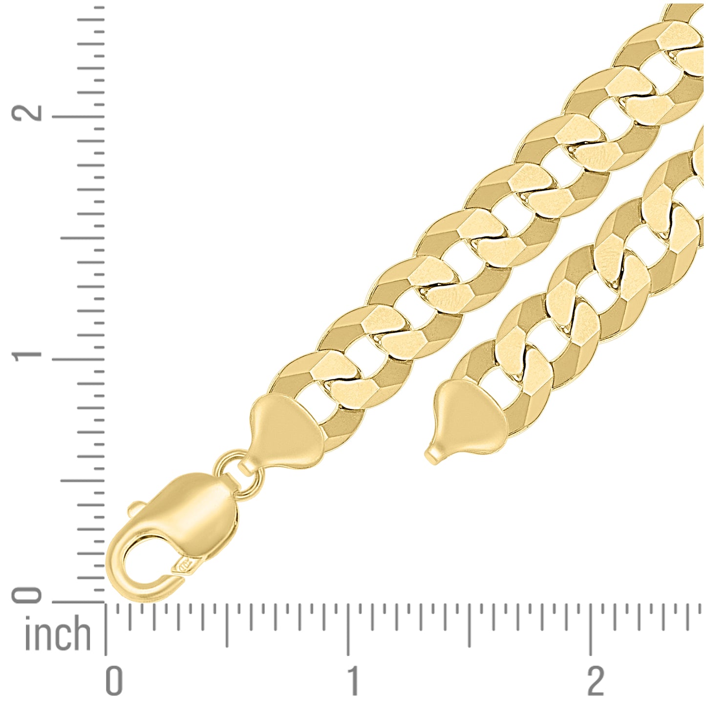 Sterling Silver Yellow-Tone Solid Super Flat Cuban Chain
