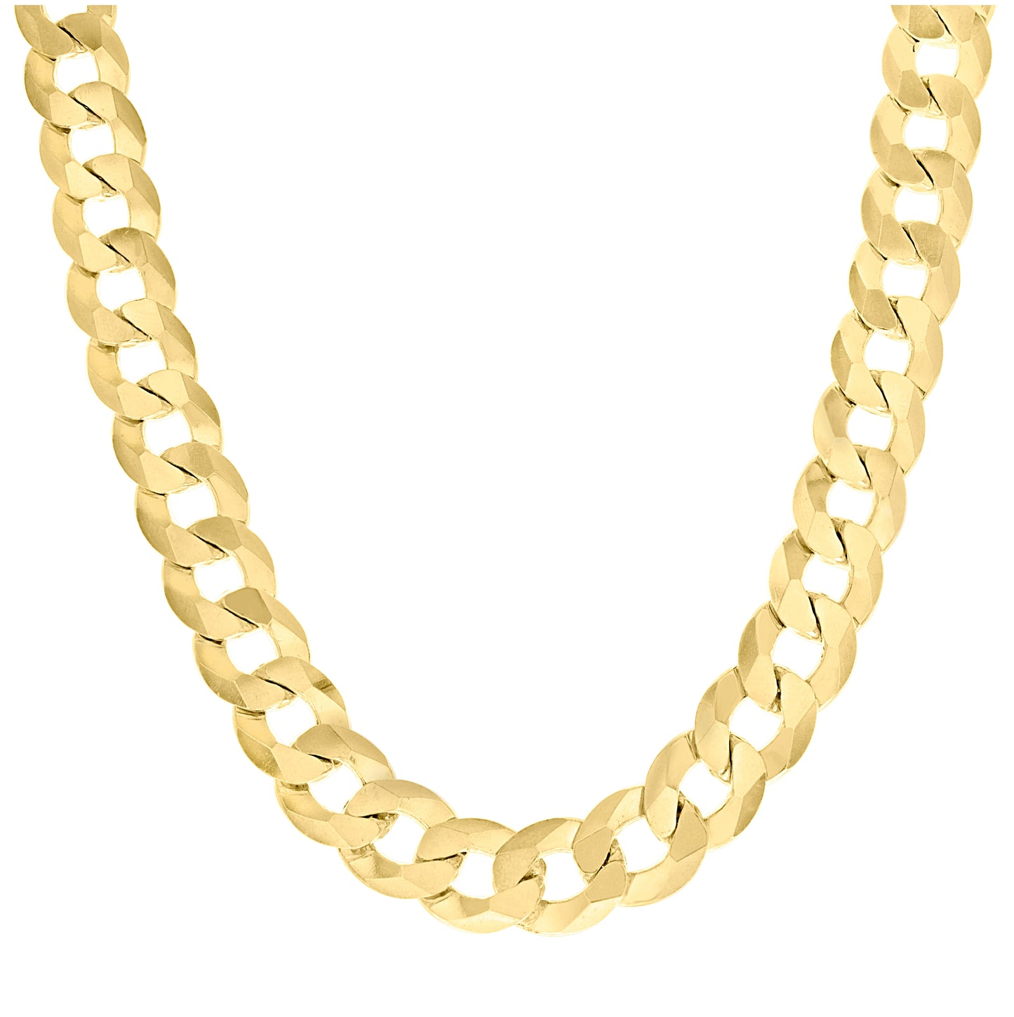 Sterling Silver Yellow-Tone Solid Super Flat Cuban Chain