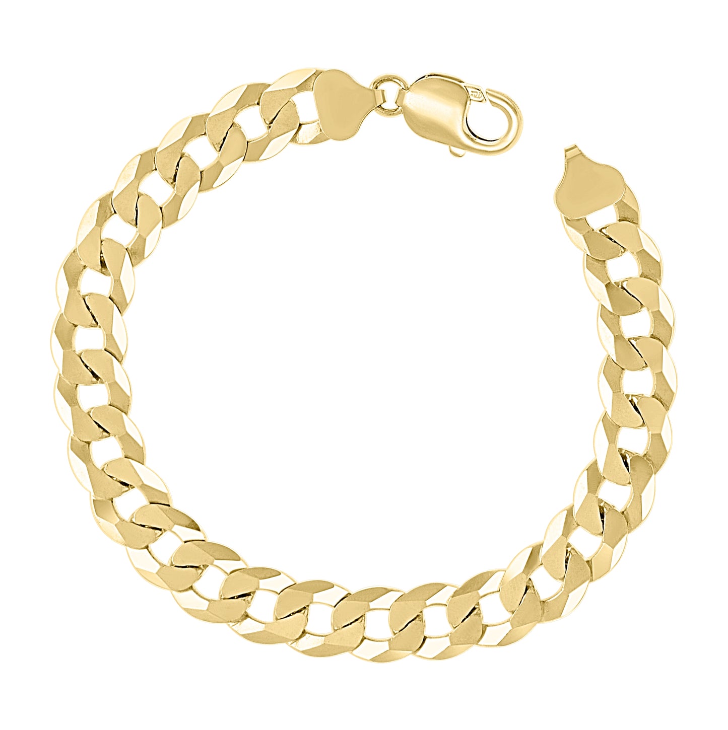 Sterling Silver Yellow-Tone Solid Super Flat Cuban Chain