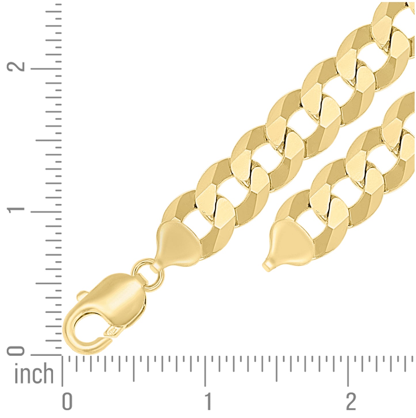 Sterling Silver Yellow-Tone Solid Super Flat Cuban Chain