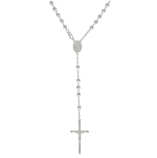 Sterling Silver Unisex Rosary Necklace 5mm