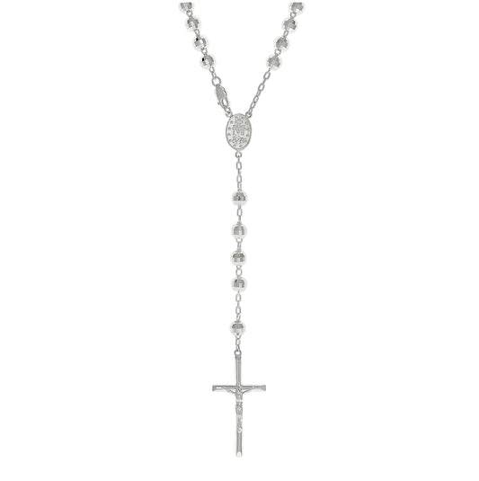 Sterling Silver Unisex Rosary Necklace 6mm