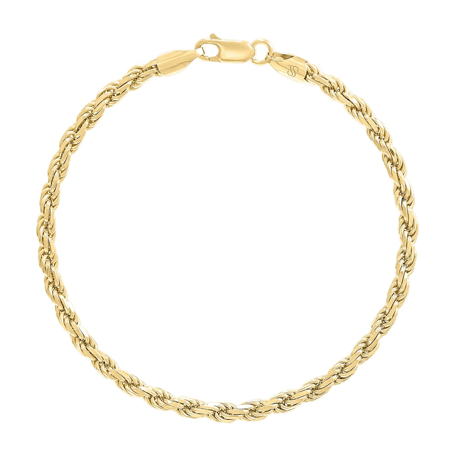 Sterling Silver Yellow-Tone Hollow Rope Chain