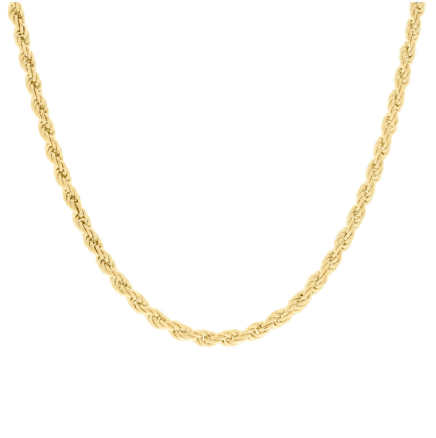 Sterling Silver Yellow-Tone Hollow Rope Chain