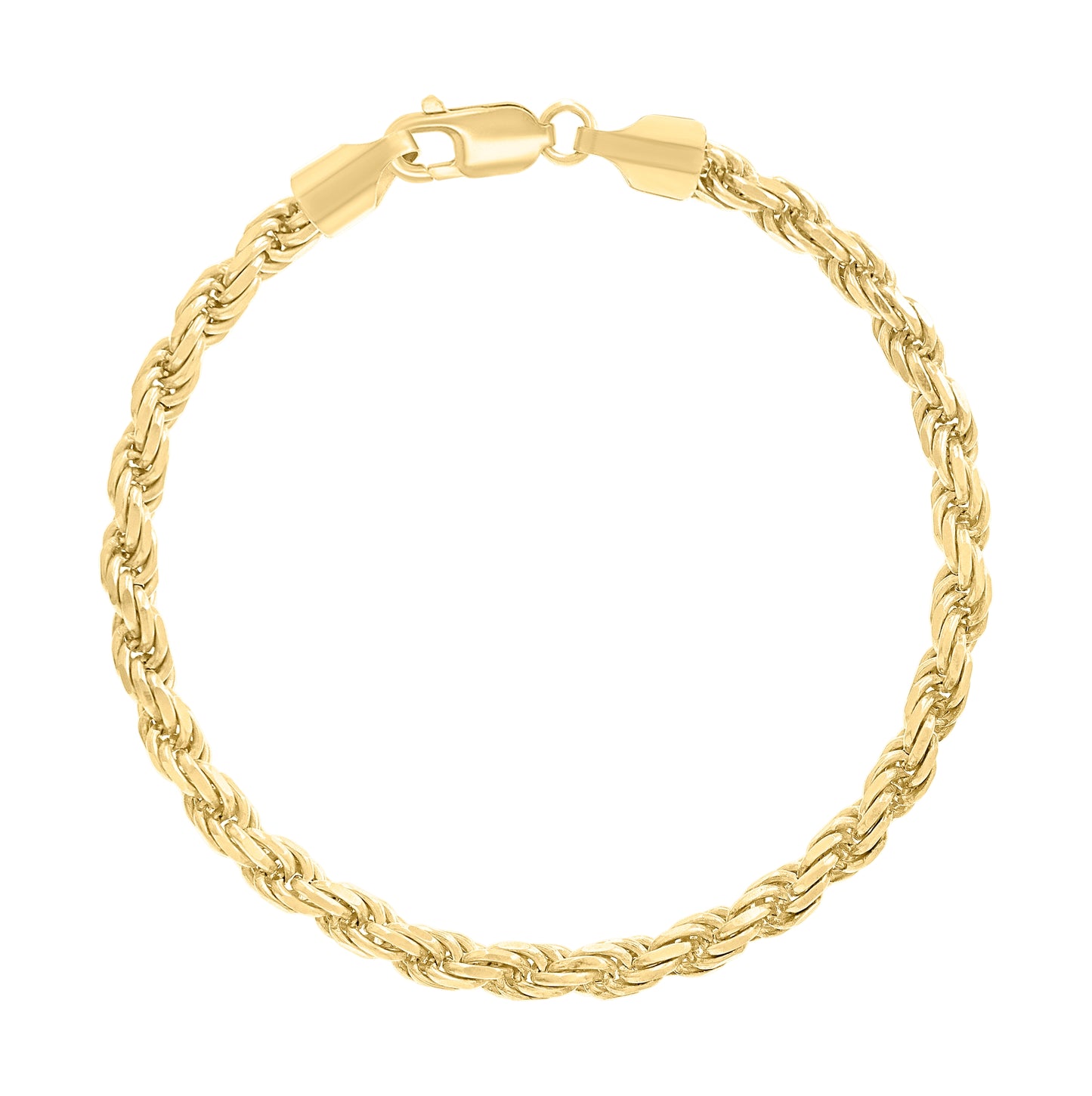 Sterling Silver Yellow-Tone Hollow Rope Chain