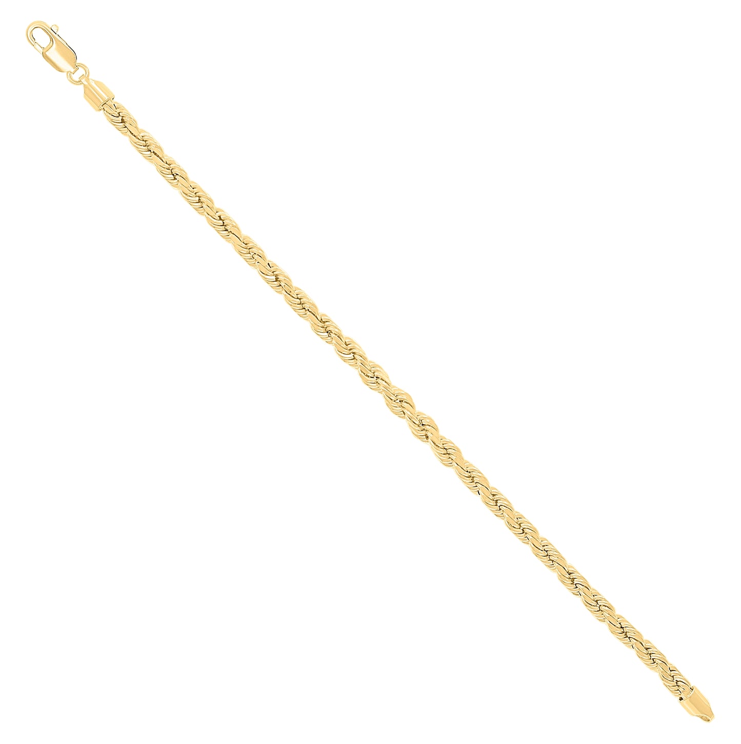 Sterling Silver Yellow-Tone Hollow Rope Chain