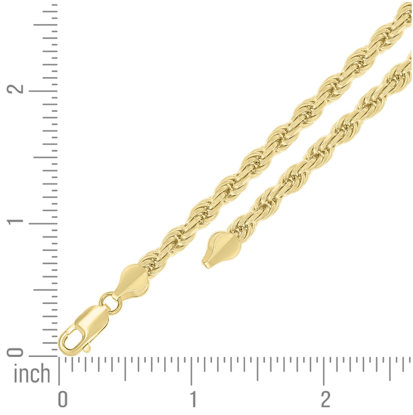 Sterling Silver Yellow-Tone Hollow Rope Chain