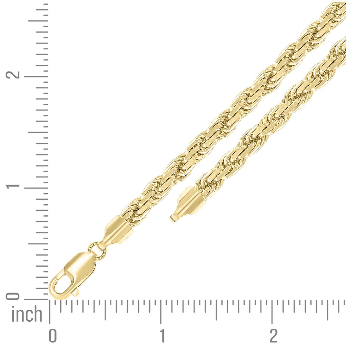 Sterling Silver Yellow-Tone Hollow Rope Chain