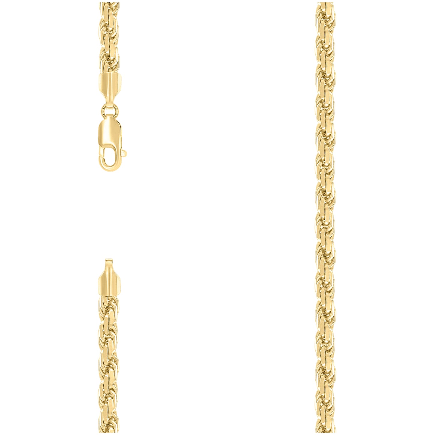 Sterling Silver Yellow-Tone Hollow Rope Chain