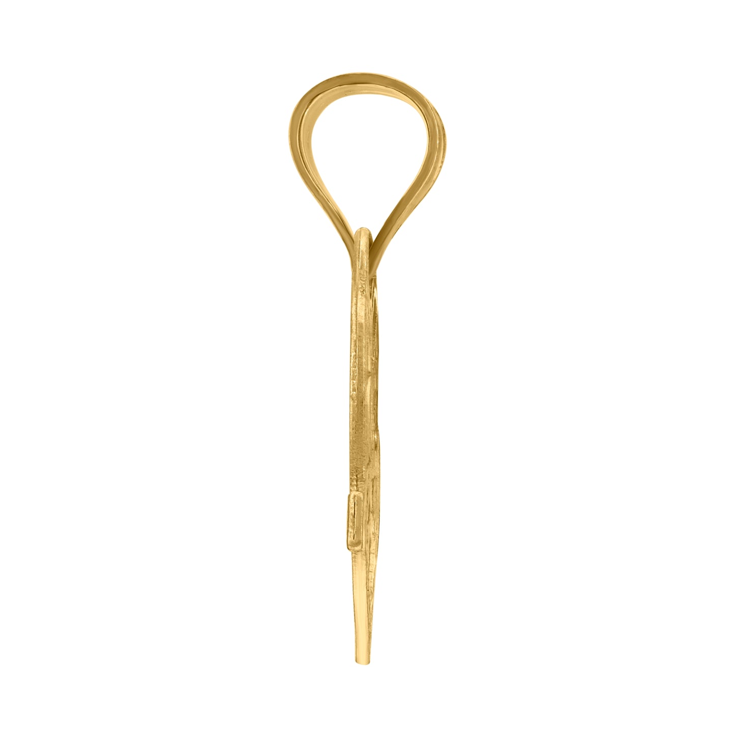 10K Yellow Gold Diamond-Cut Unisex I Love You Heart Charm Pendant