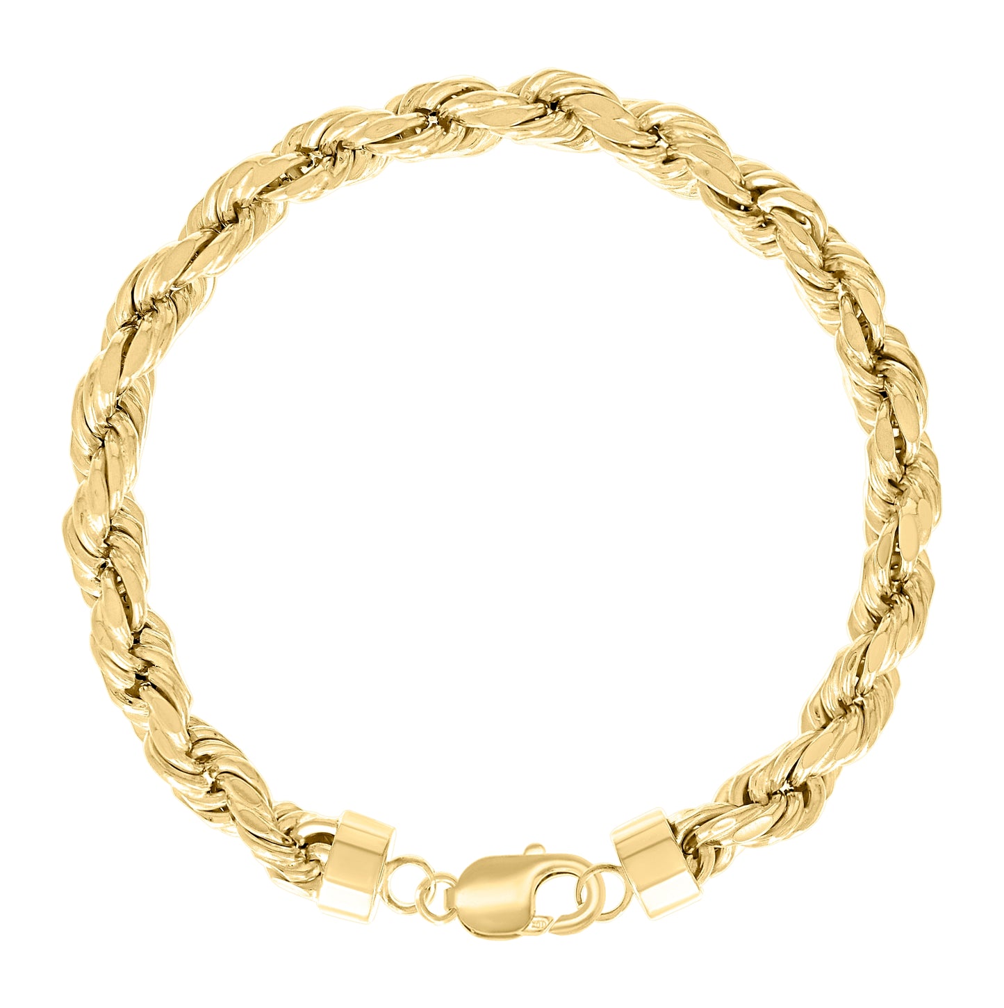 Sterling Silver Yellow-Tone Hollow Rope Chain