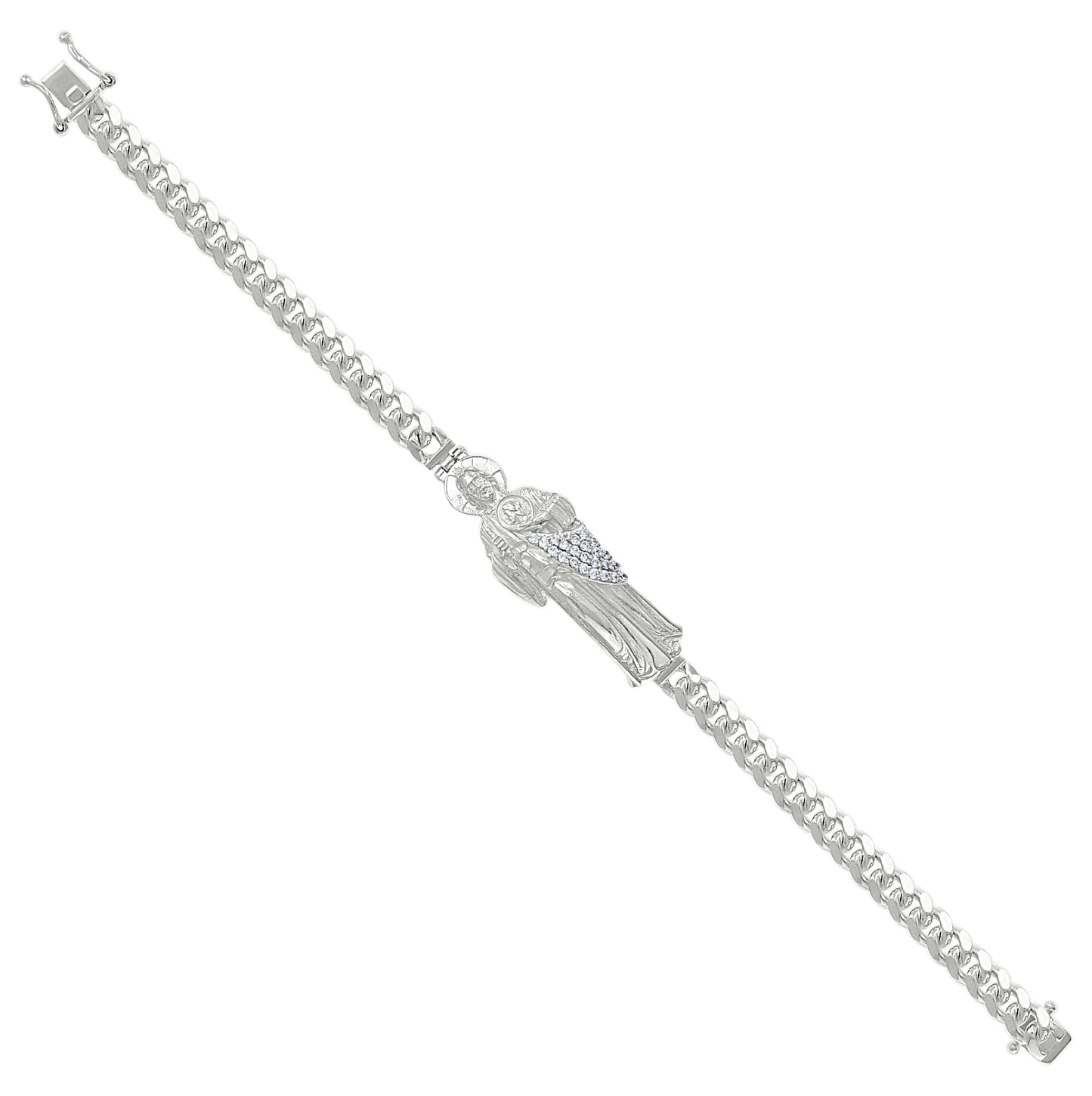 Sterling Silver Mens St. Jude Religious Bracelet Size 8 Inches