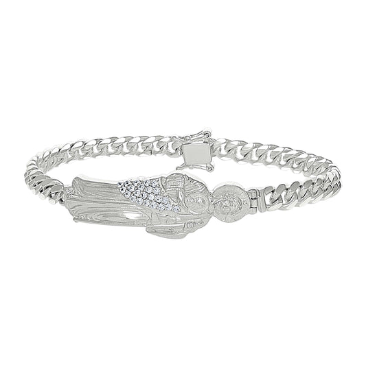 Sterling Silver Mens St. Jude Religious Bracelet Size 8 Inches