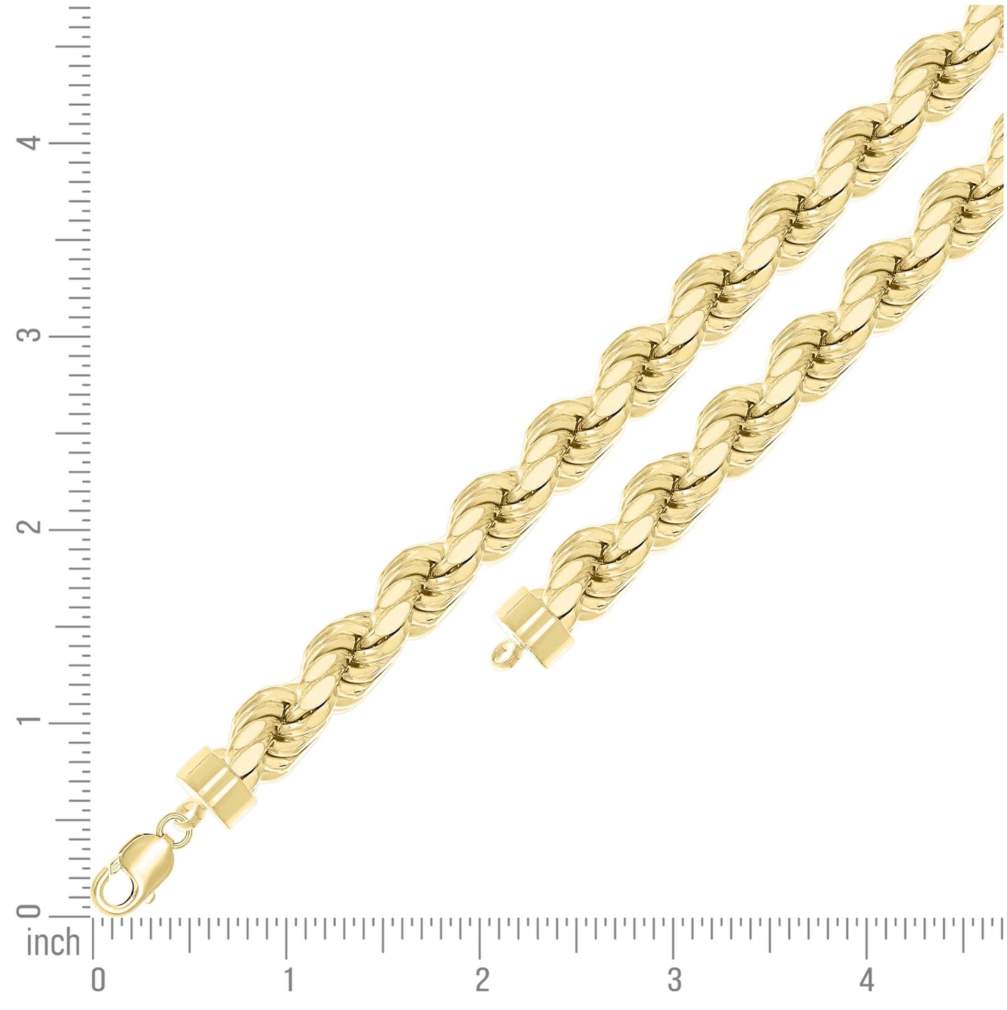 Sterling Silver Yellow-Tone Hollow Rope Chain
