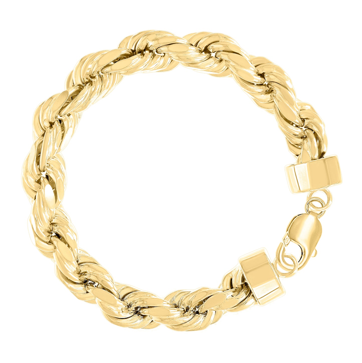 Sterling Silver Yellow-Tone Hollow Rope Chain