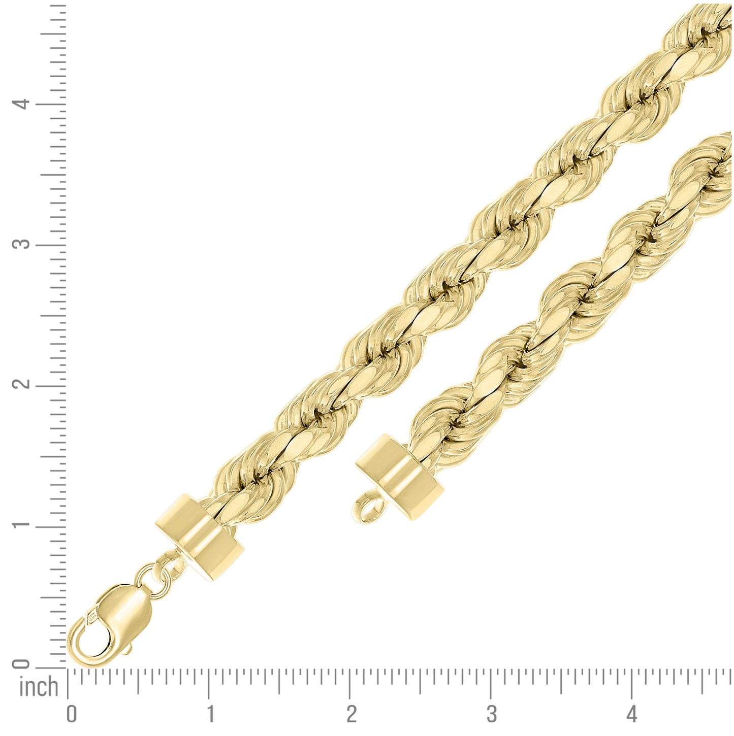 Sterling Silver Yellow-Tone Hollow Rope Chain