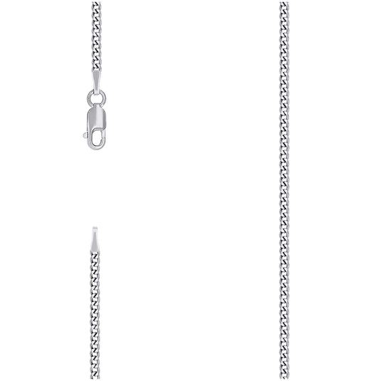 Sterling Silver Rhodium Plated Solid Super Flat Cuban Chain