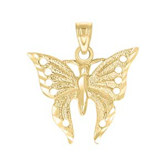 10K Yellow Gold Womens Butterfly Charm Pendant