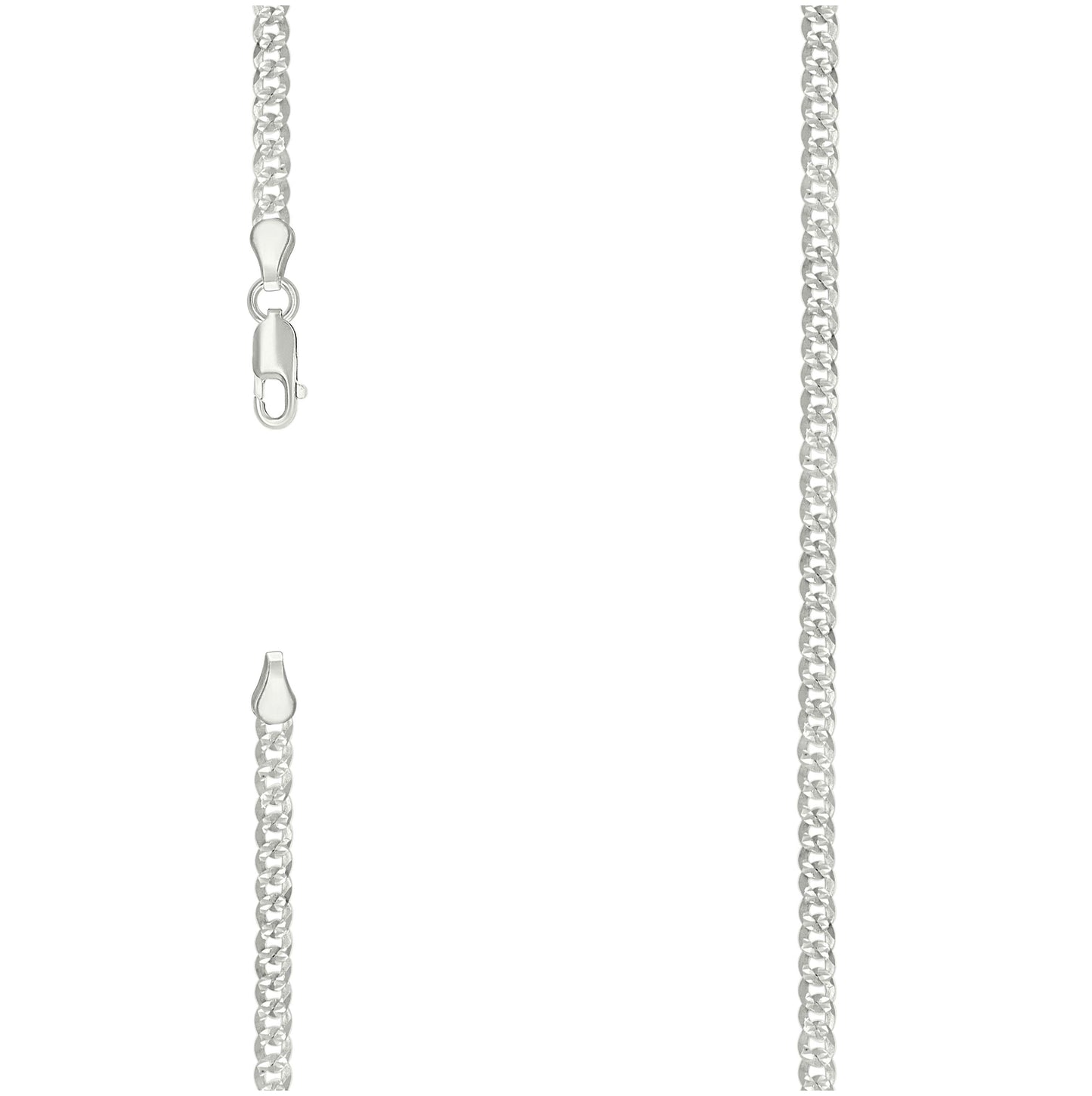 Sterling Silver Solid Pave Super Flat Cuban Chain