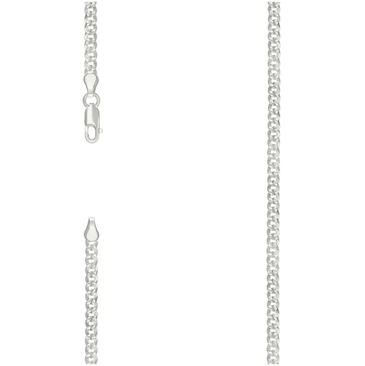 Sterling Silver Solid Pave Super Flat Cuban Chain