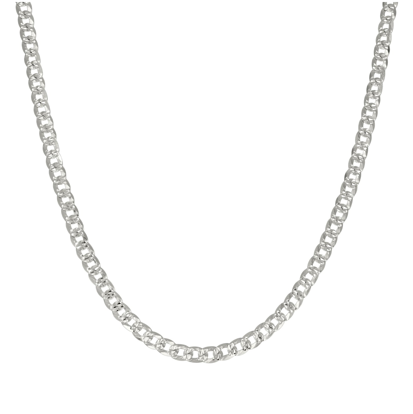Sterling Silver Solid Pave Super Flat Cuban Chain