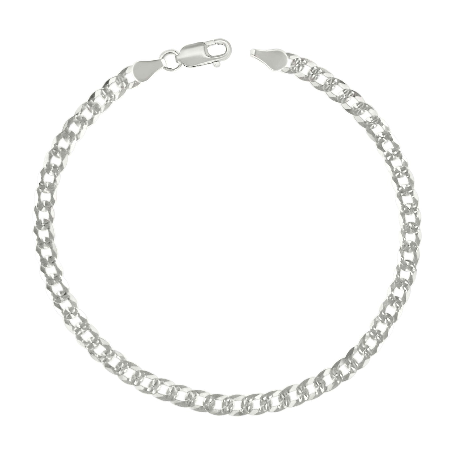 Sterling Silver Solid Pave Super Flat Cuban Chain