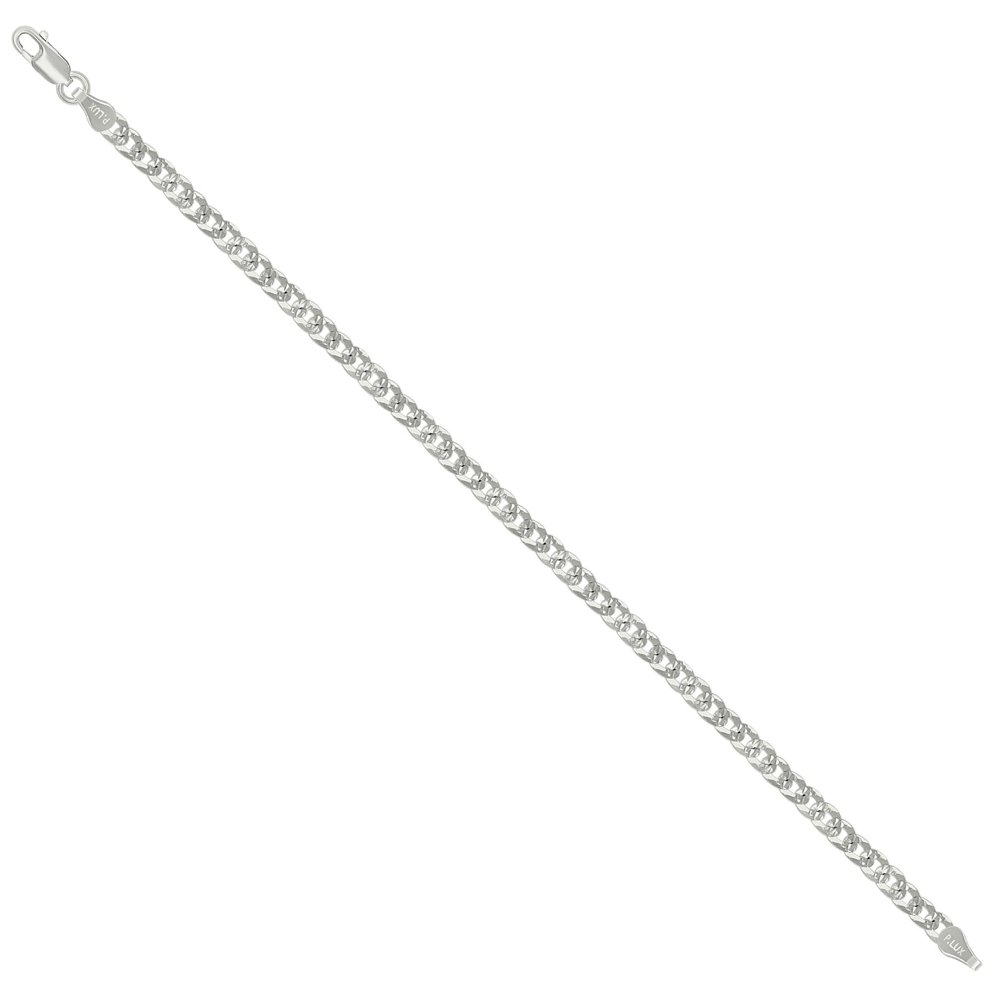 Sterling Silver Solid Pave Super Flat Cuban Chain
