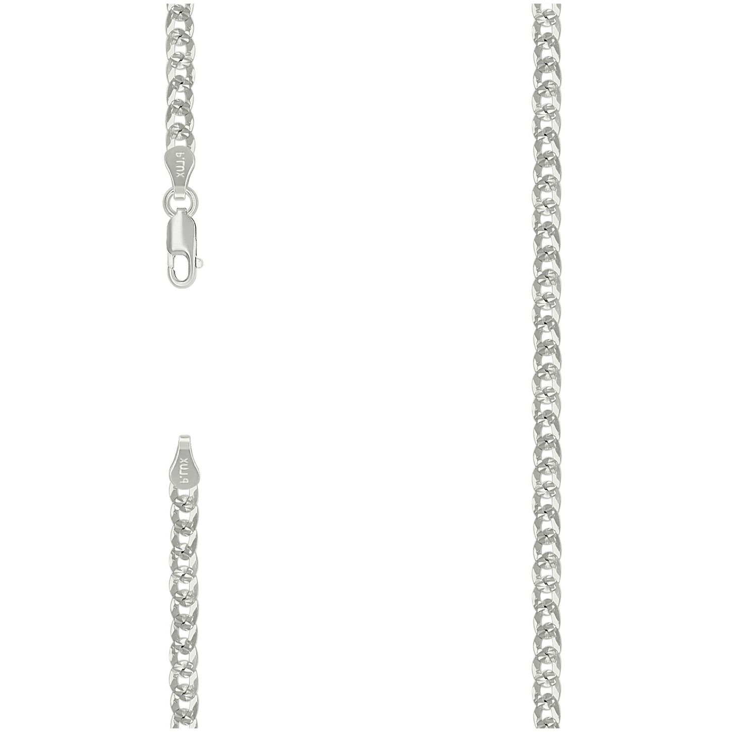 Sterling Silver Solid Pave Super Flat Cuban Chain