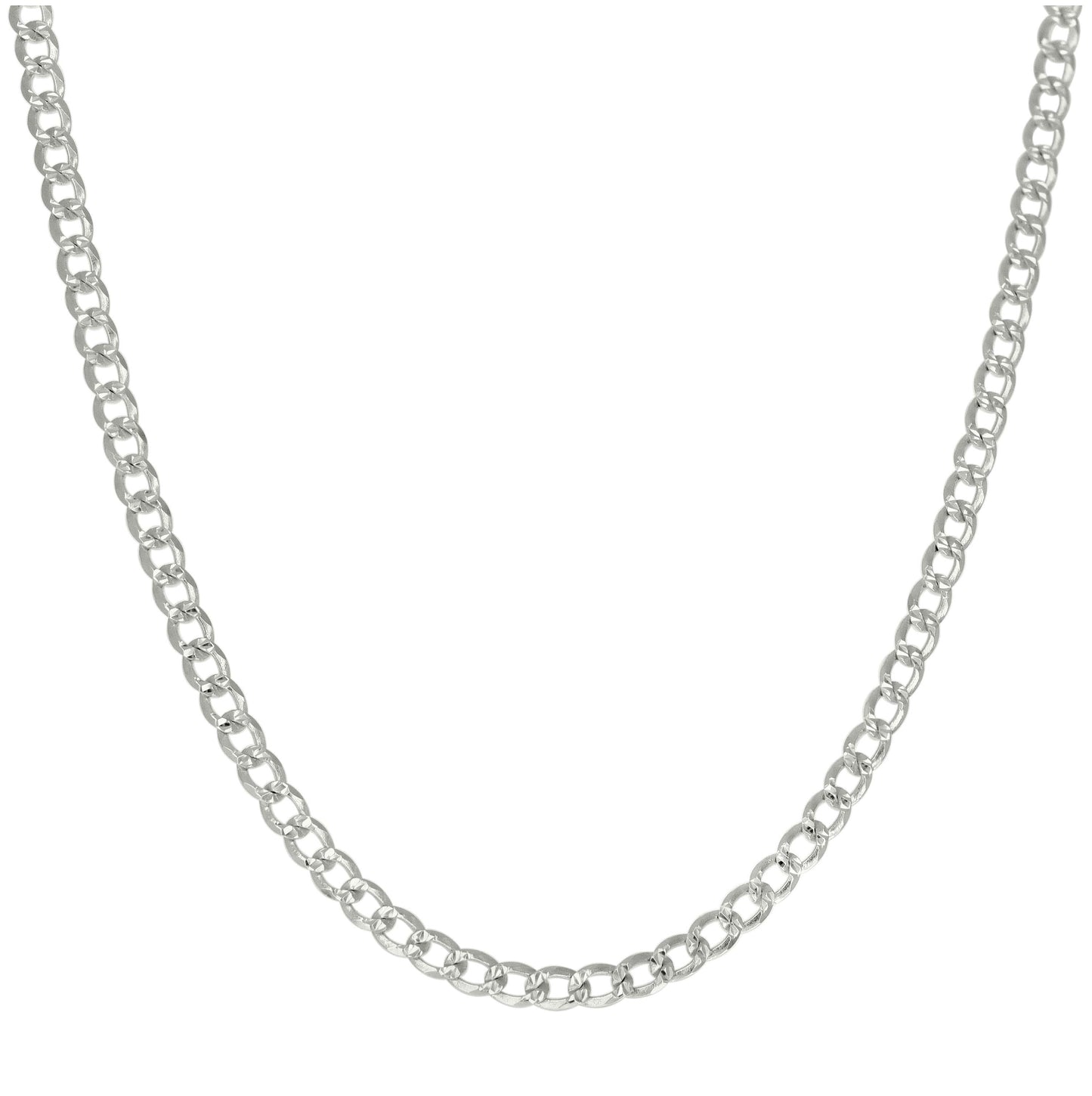 Sterling Silver Solid Pave Super Flat Cuban Chain