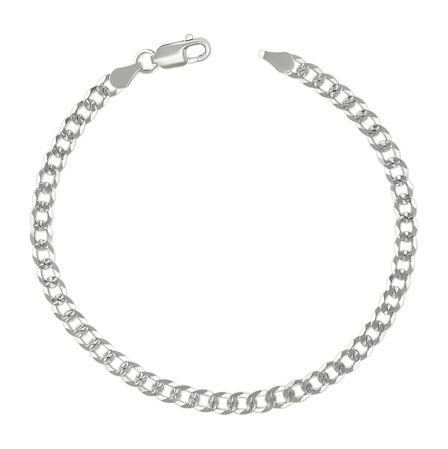 Sterling Silver Solid Pave Super Flat Cuban Chain
