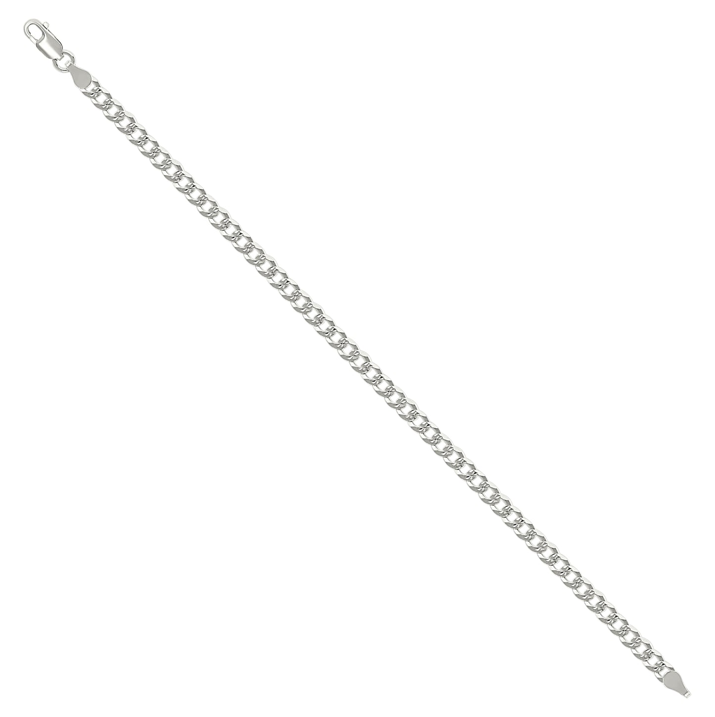 Sterling Silver Solid Pave Super Flat Cuban Chain