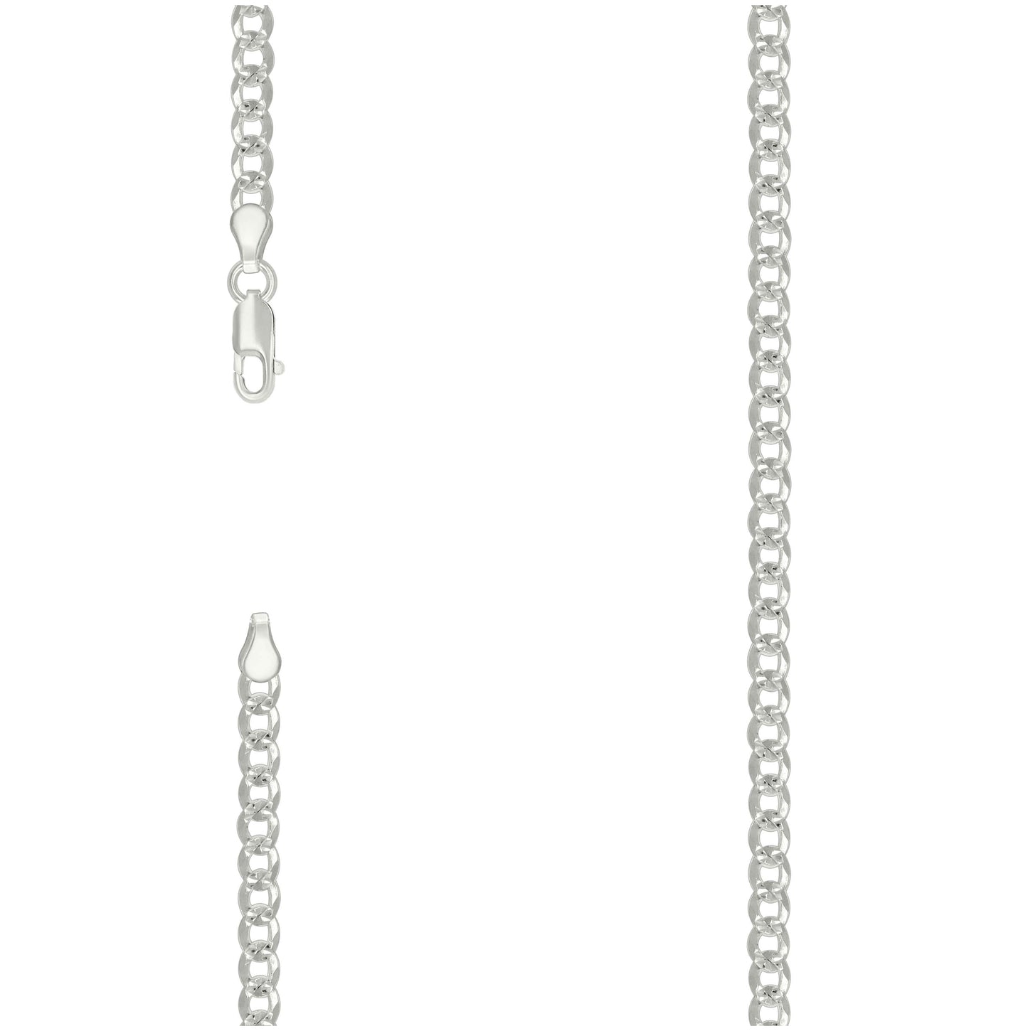 Sterling Silver Solid Pave Super Flat Cuban Chain