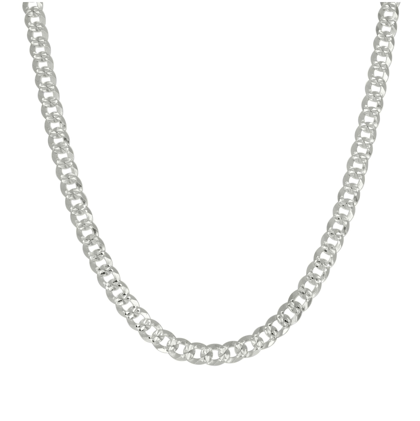 Sterling Silver Solid Pave Super Flat Cuban Chain