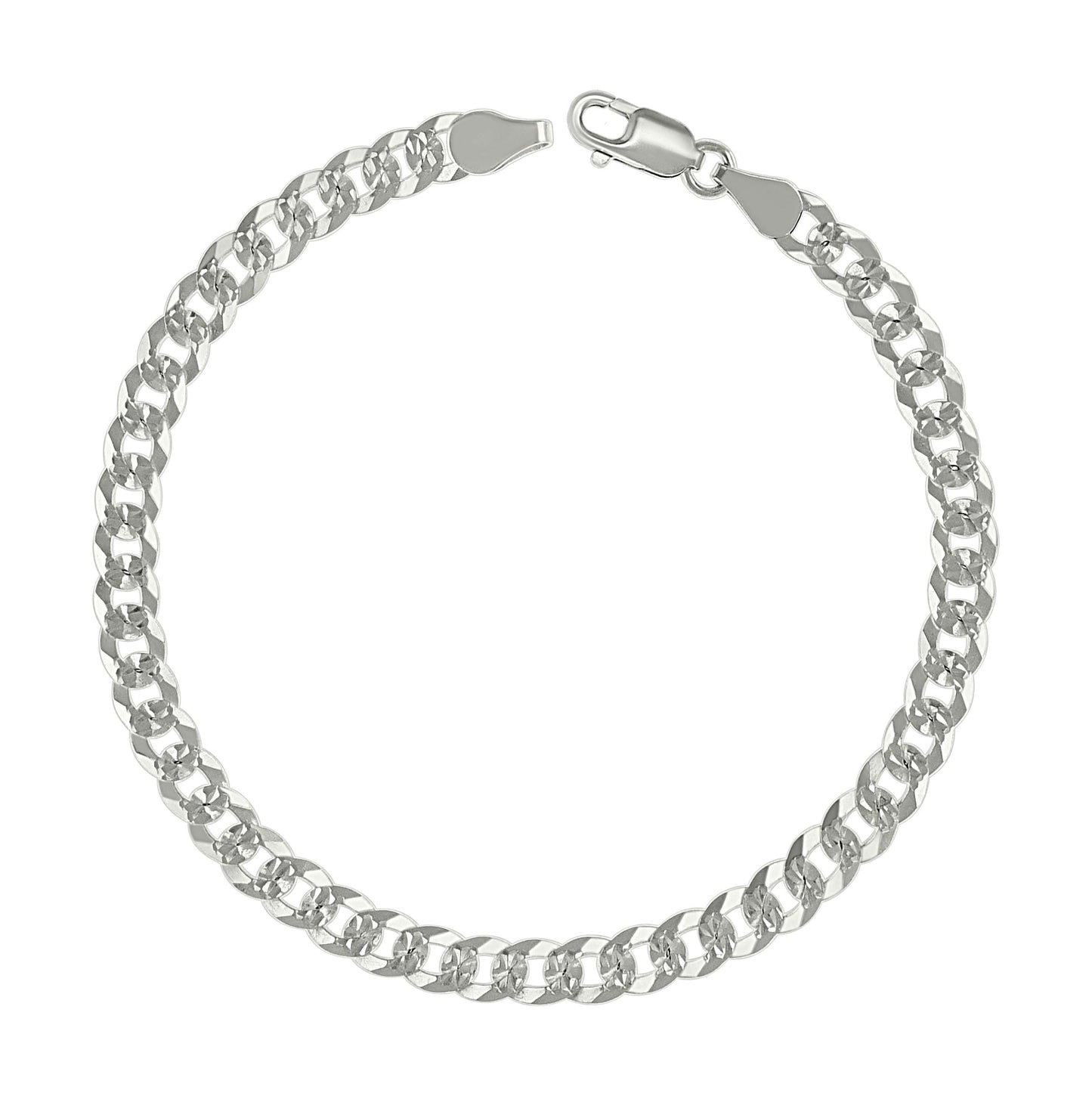 Sterling Silver Solid Pave Super Flat Cuban Chain