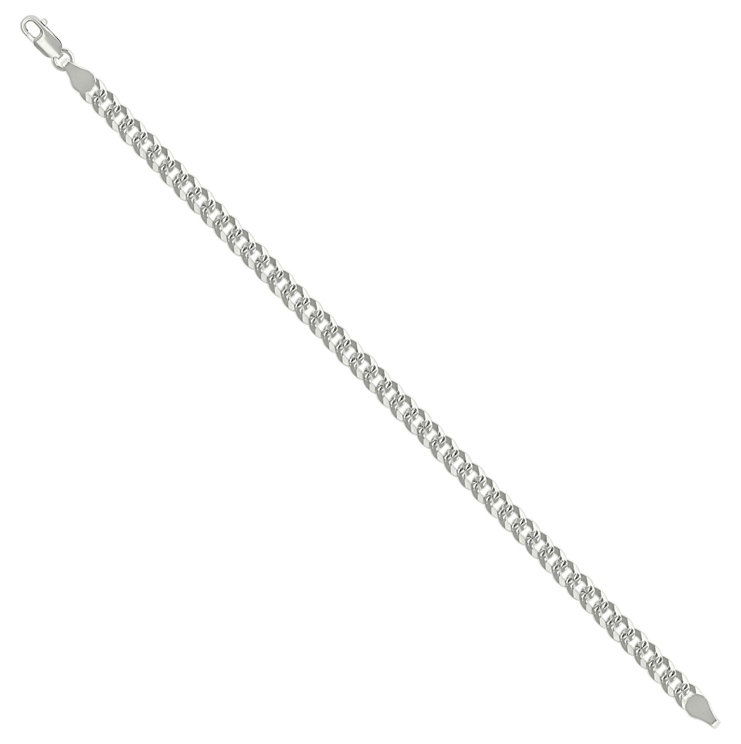 Sterling Silver Solid Pave Super Flat Cuban Chain