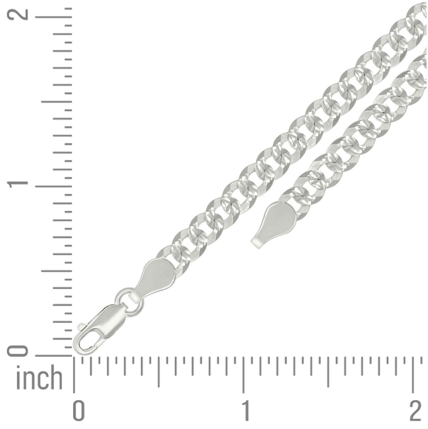 Sterling Silver Solid Pave Super Flat Cuban Chain